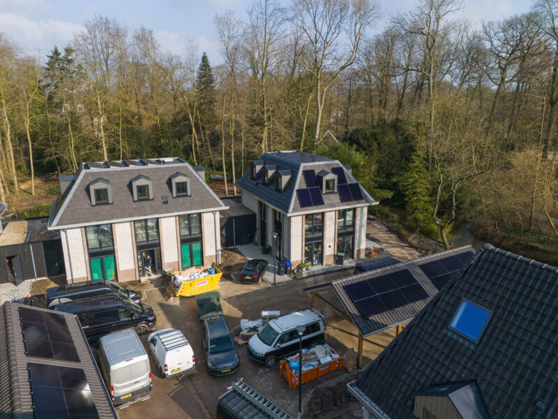 Luchtfoto van werkzaamheden binnen De Boskamer in Nieuwegein