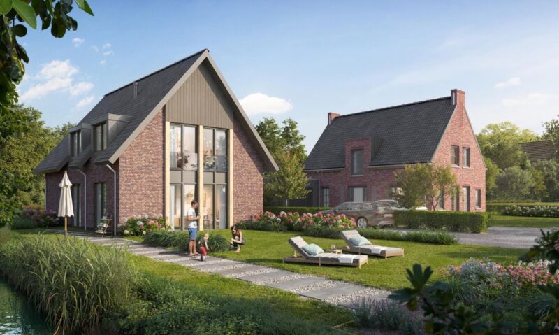 Render zijaanzicht woningen De Heeren van Ter Leede in Leerdam