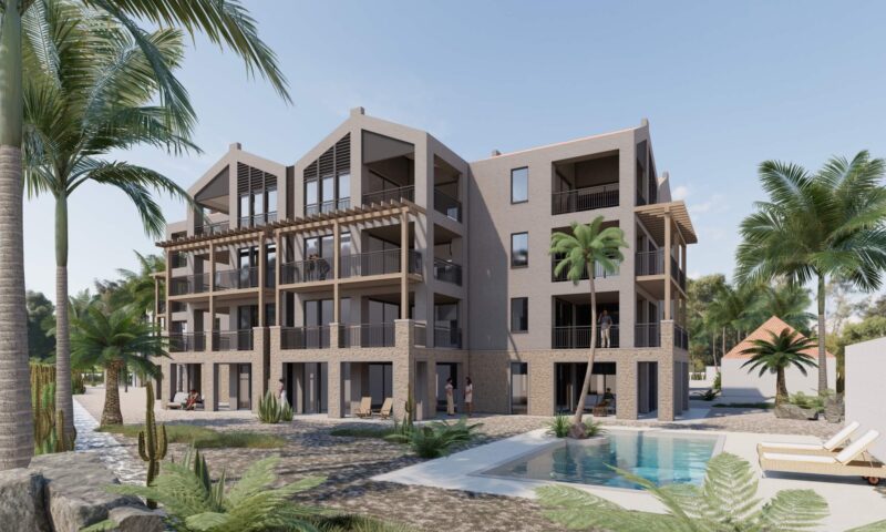 Scaled render van appartementen 'Hofi Azalea' op Bonaire