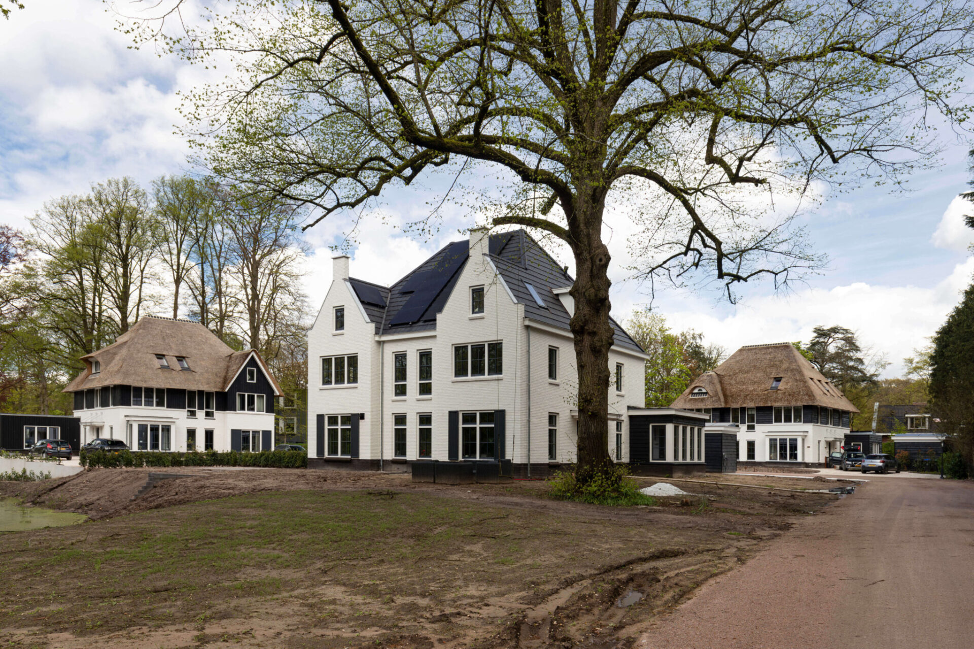 Zijaanzicht luxe woningen Landgoed Soestdijkerstraatweg
