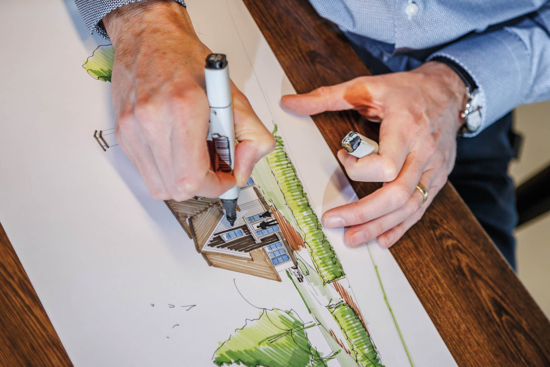 Architect schetsen schetsontwerp