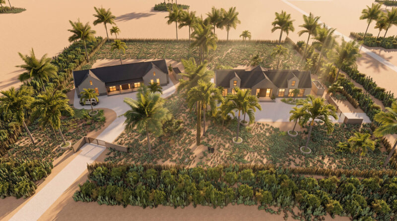 Vrijstaande villa's op Bonaire ontworpen door EVE Architecten - Totaalbeeld bovenaf