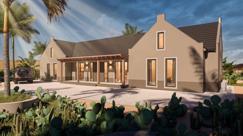 Vrijstaande villa's op Bonaire ontworpen door EVE Architecten - Voorzijde
