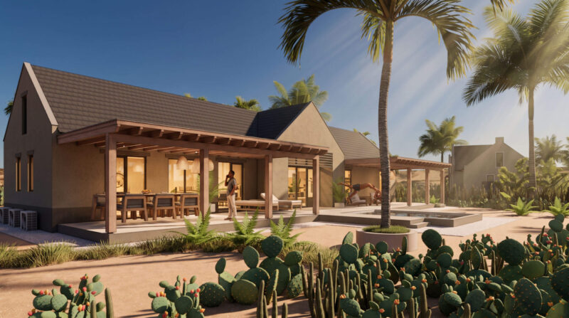 Vrijstaande villa's op Bonaire ontworpen door EVE Architecten - Achterzijde